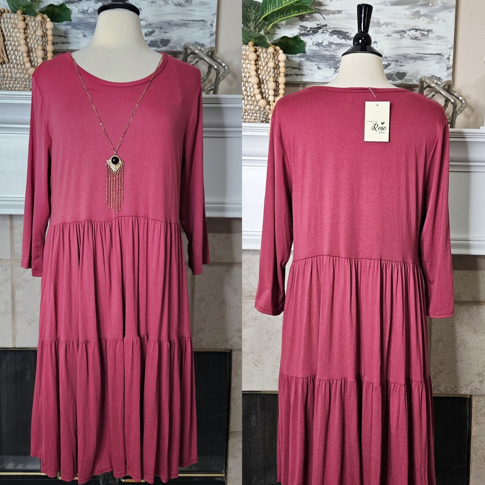 Women's Pink Tiered Dress